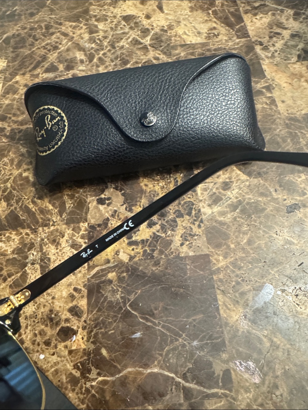 Ray-Ban Clubmaster Sunglasses - Black & Gold Trim - Picture 3 of 4